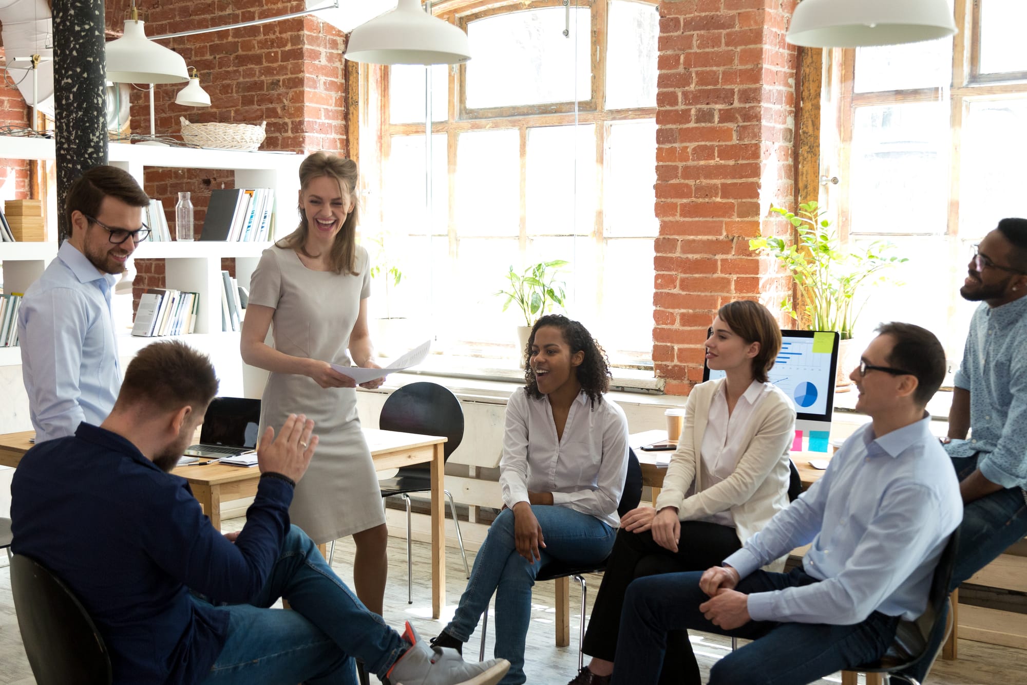 A team in a meeting discussion